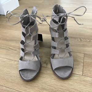 F21 Faux Suede Lace-Up Heels